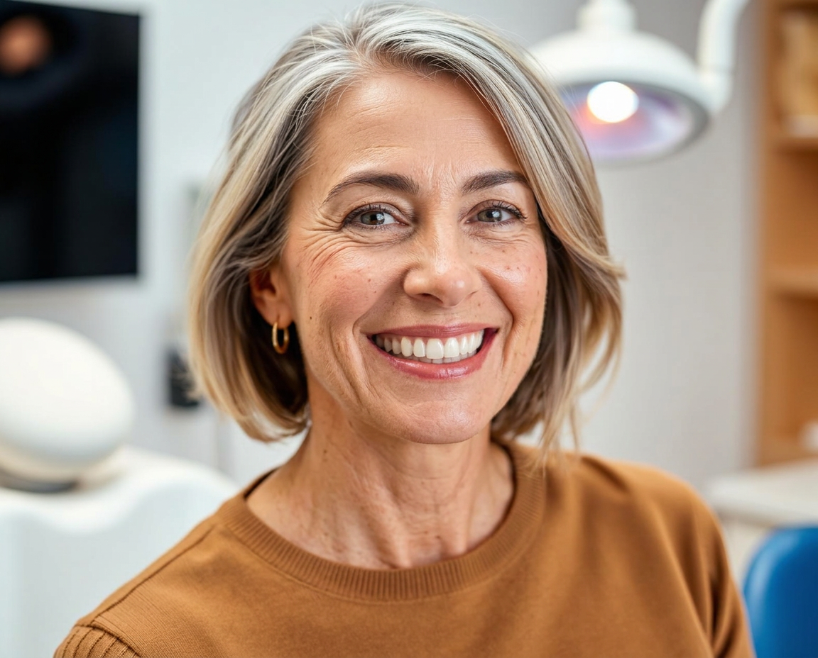 Happy patient with radiant implant smile