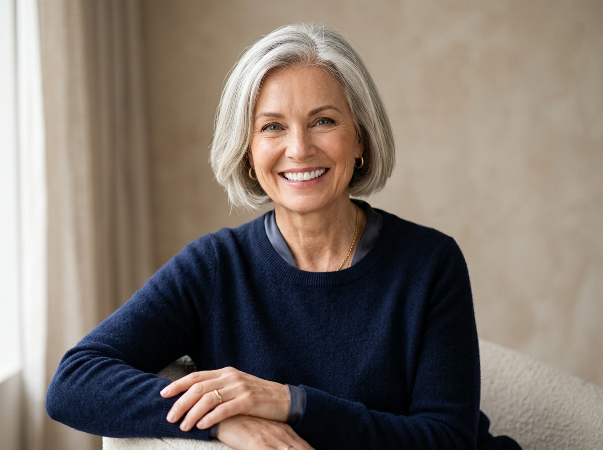 Confident radiant woman with natural smile